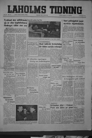 Förstasidan, Tisdag 27 maj 1952
