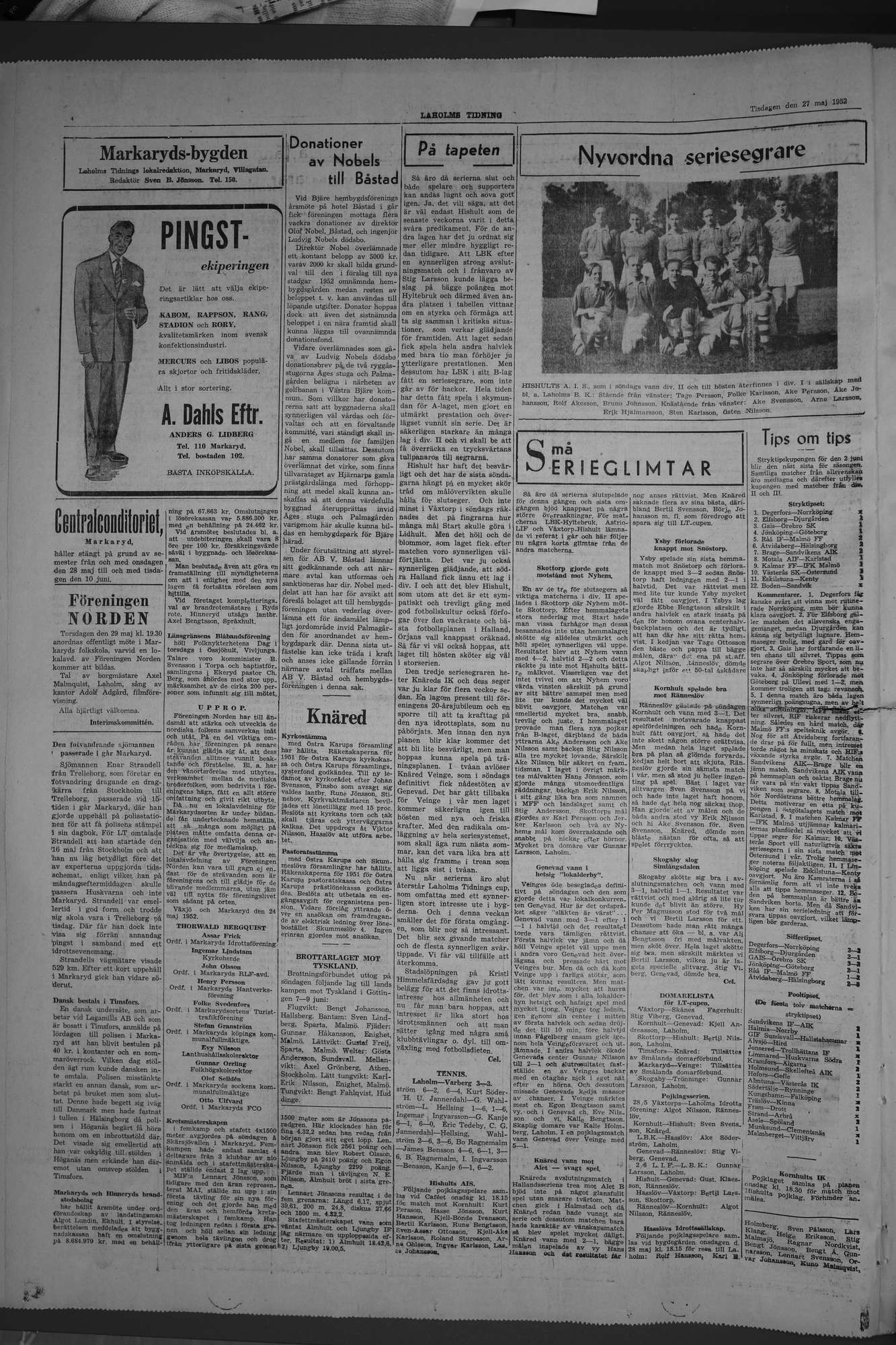 Laholms Tidning Tisdag 27 maj 1952, sida 5