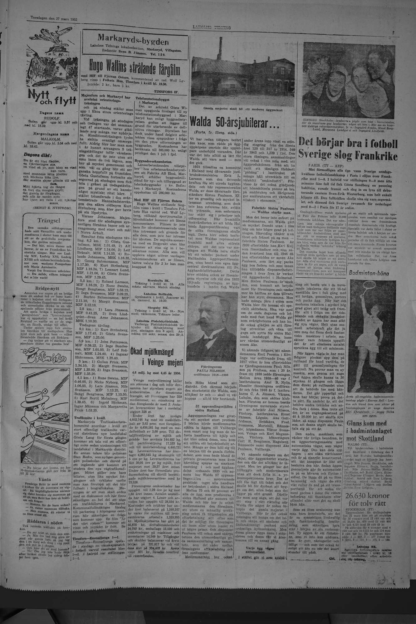 Laholms Tidning Torsdag 27 mars 1952, sida 5