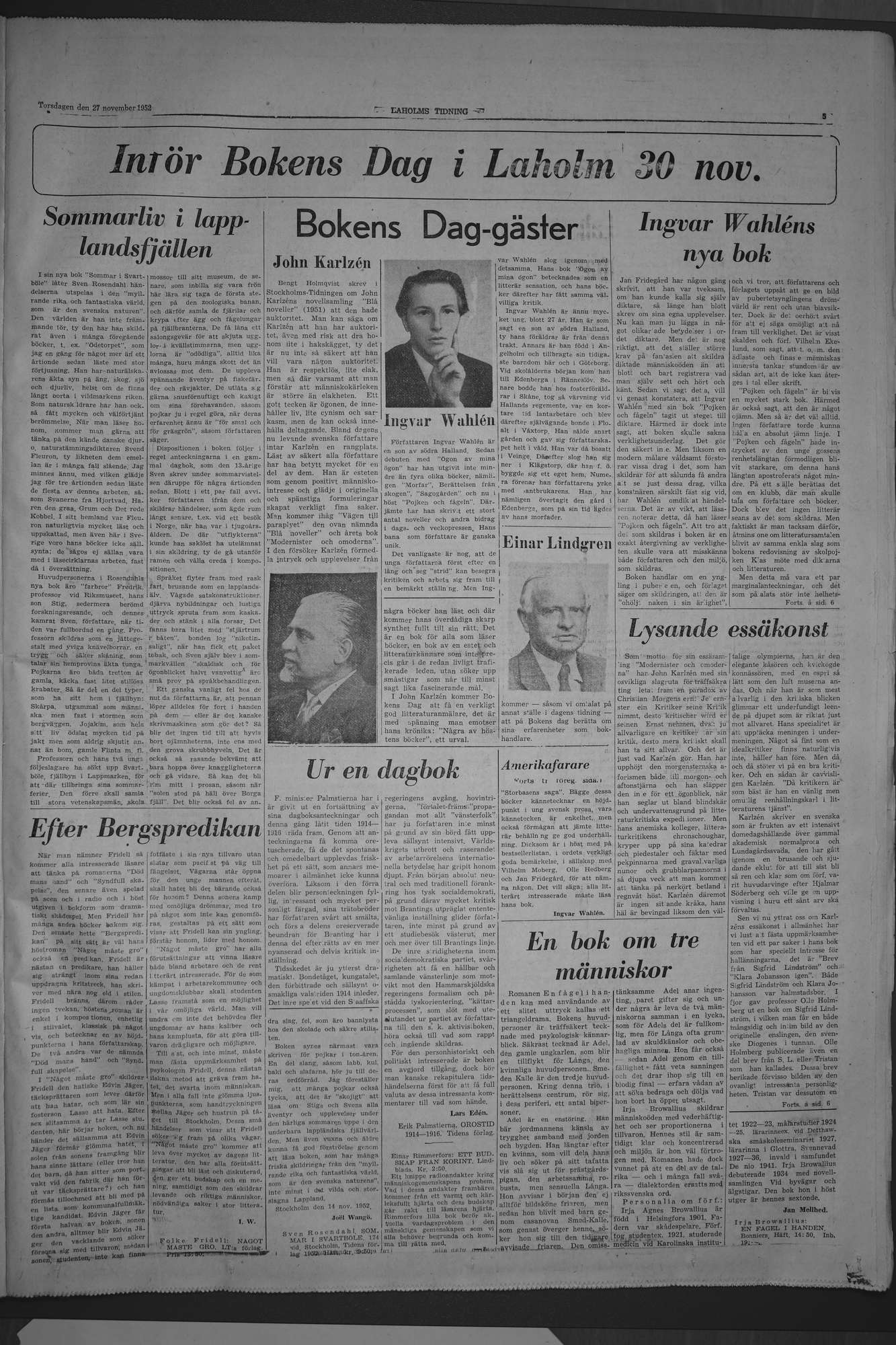 Laholms Tidning Torsdag 27 november 1952, sida 5