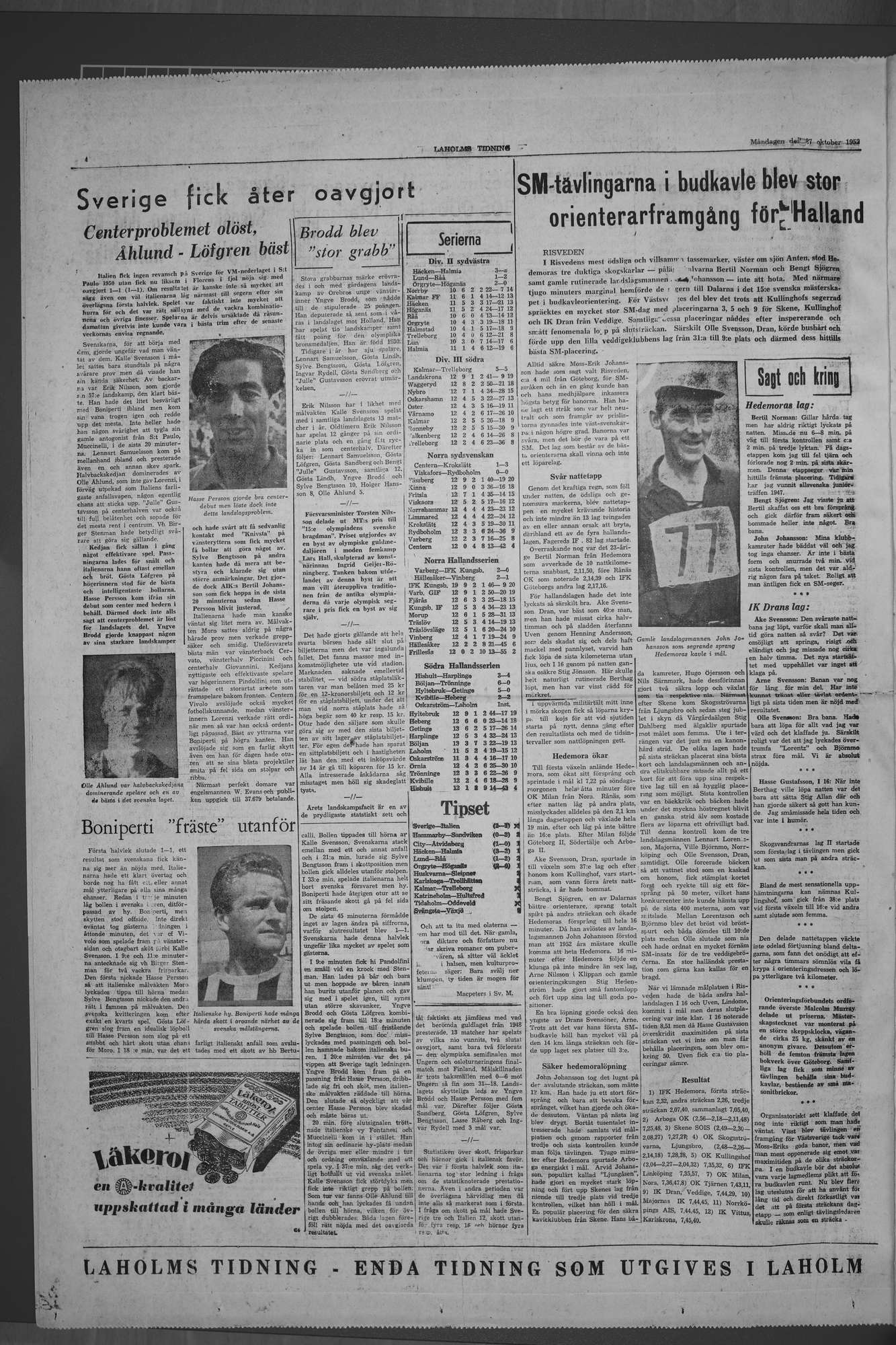 Laholms Tidning Måndag 27 oktober 1952, sida 4