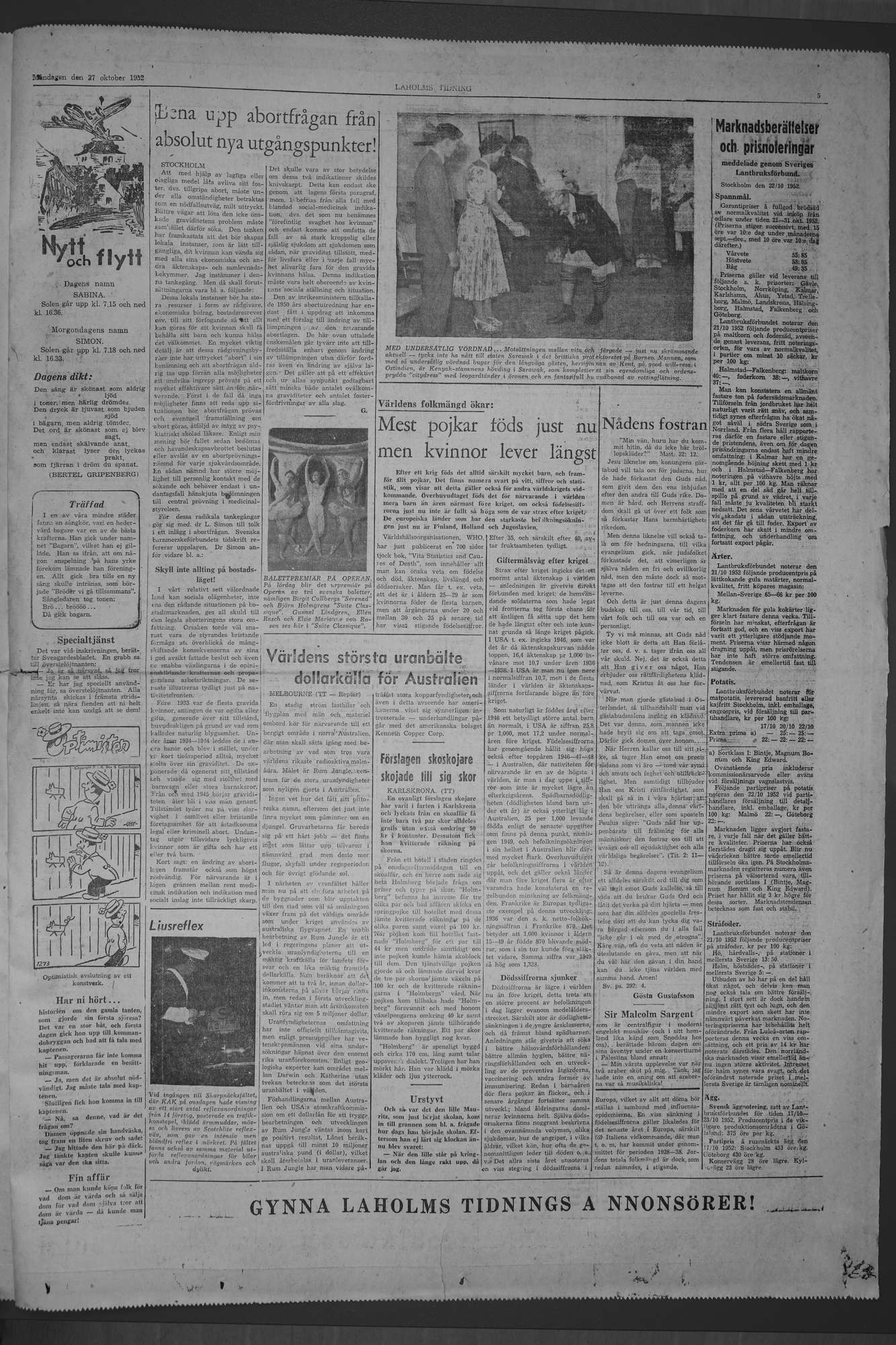 Laholms Tidning Måndag 27 oktober 1952, sida 5