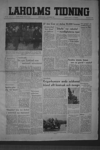 Förstasidan, Lördag 27 september 1952