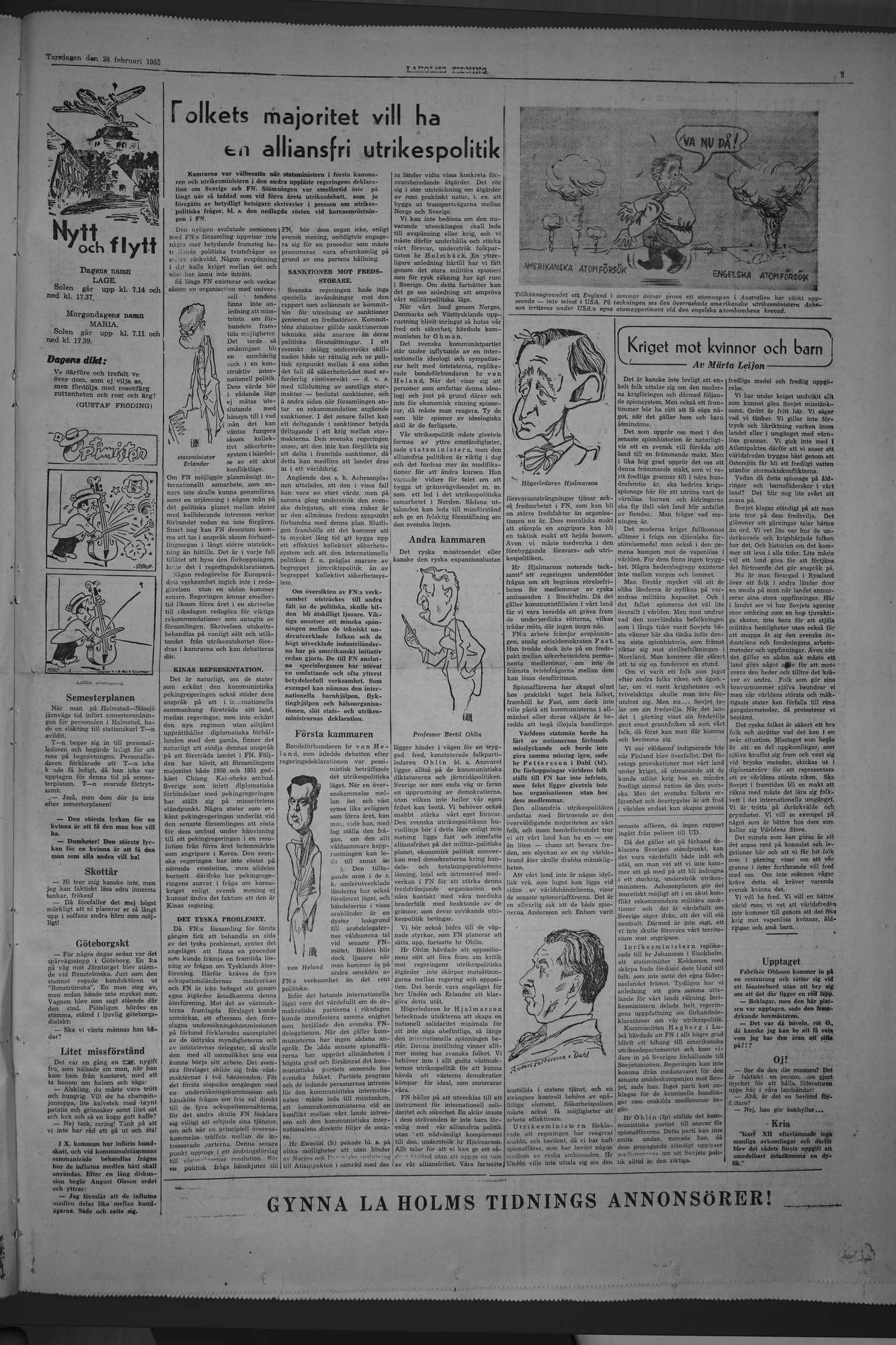 Laholms Tidning Torsdag 28 februari 1952, sida 5