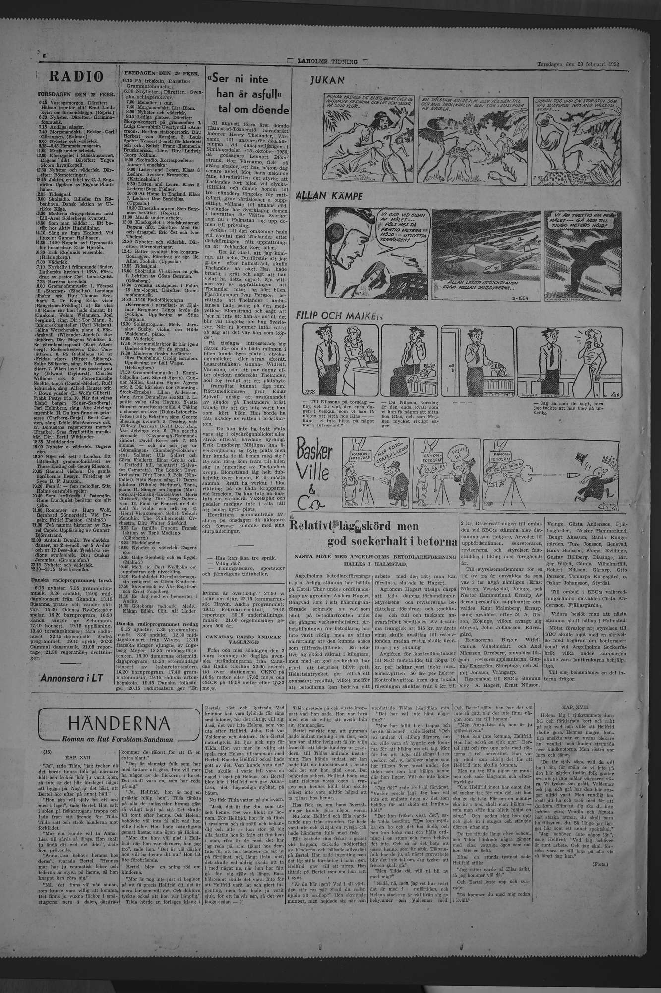 Laholms Tidning Torsdag 28 februari 1952, sida 6