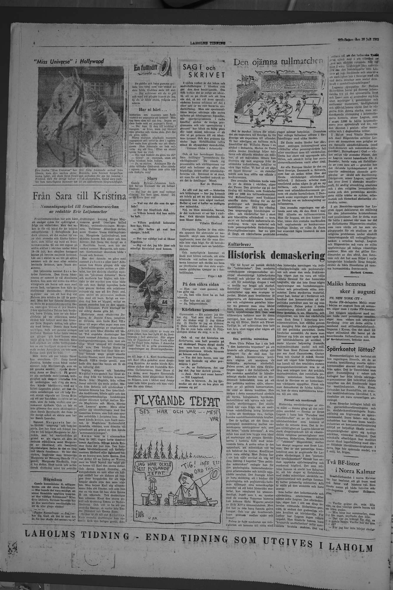 Laholms Tidning Måndag 28 juli 1952, sida 6