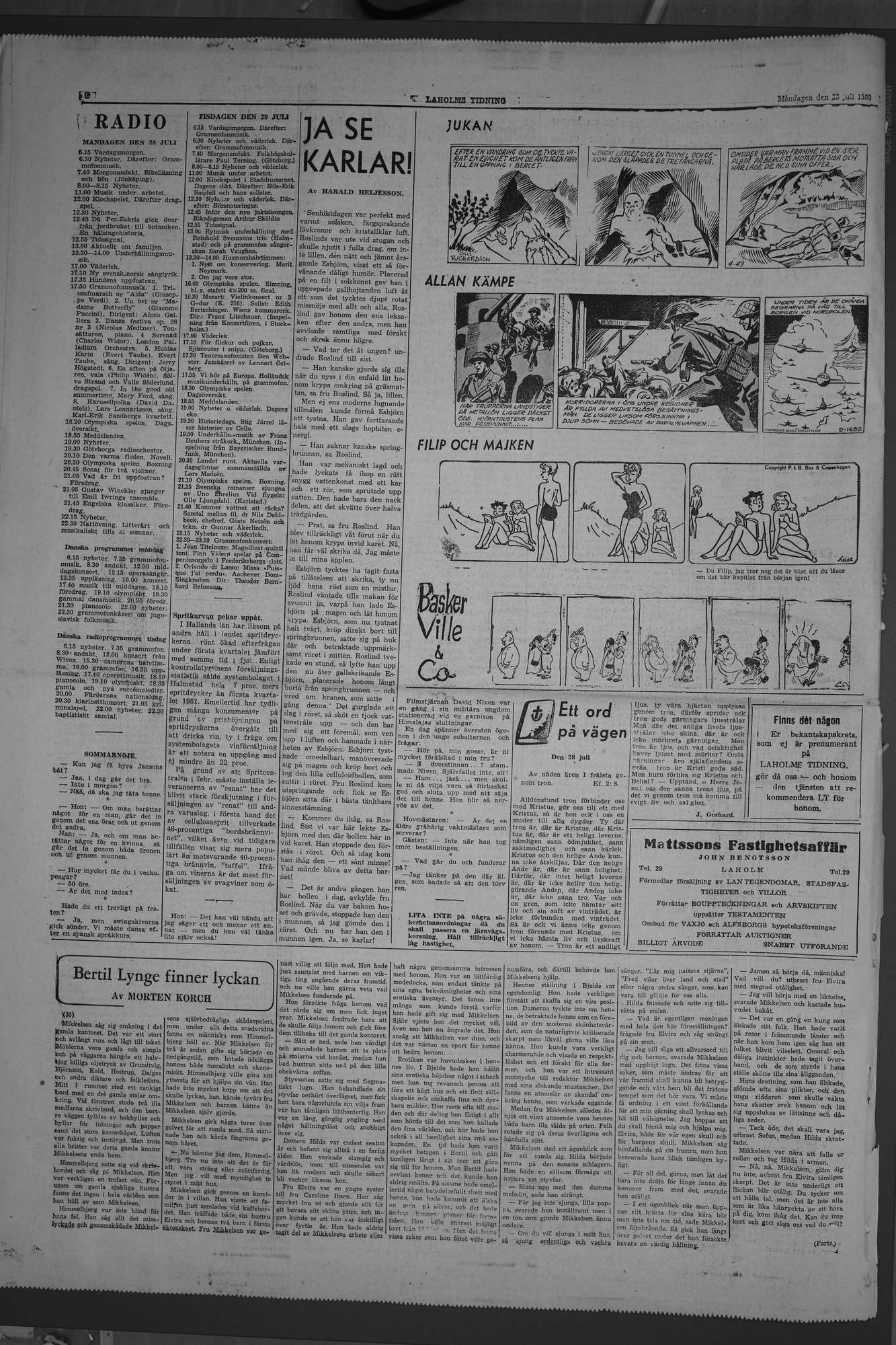 Laholms Tidning Måndag 28 juli 1952, sida 8