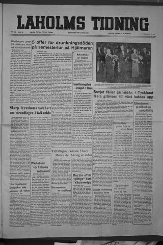 Förstasidan, Onsdag 28 maj 1952
