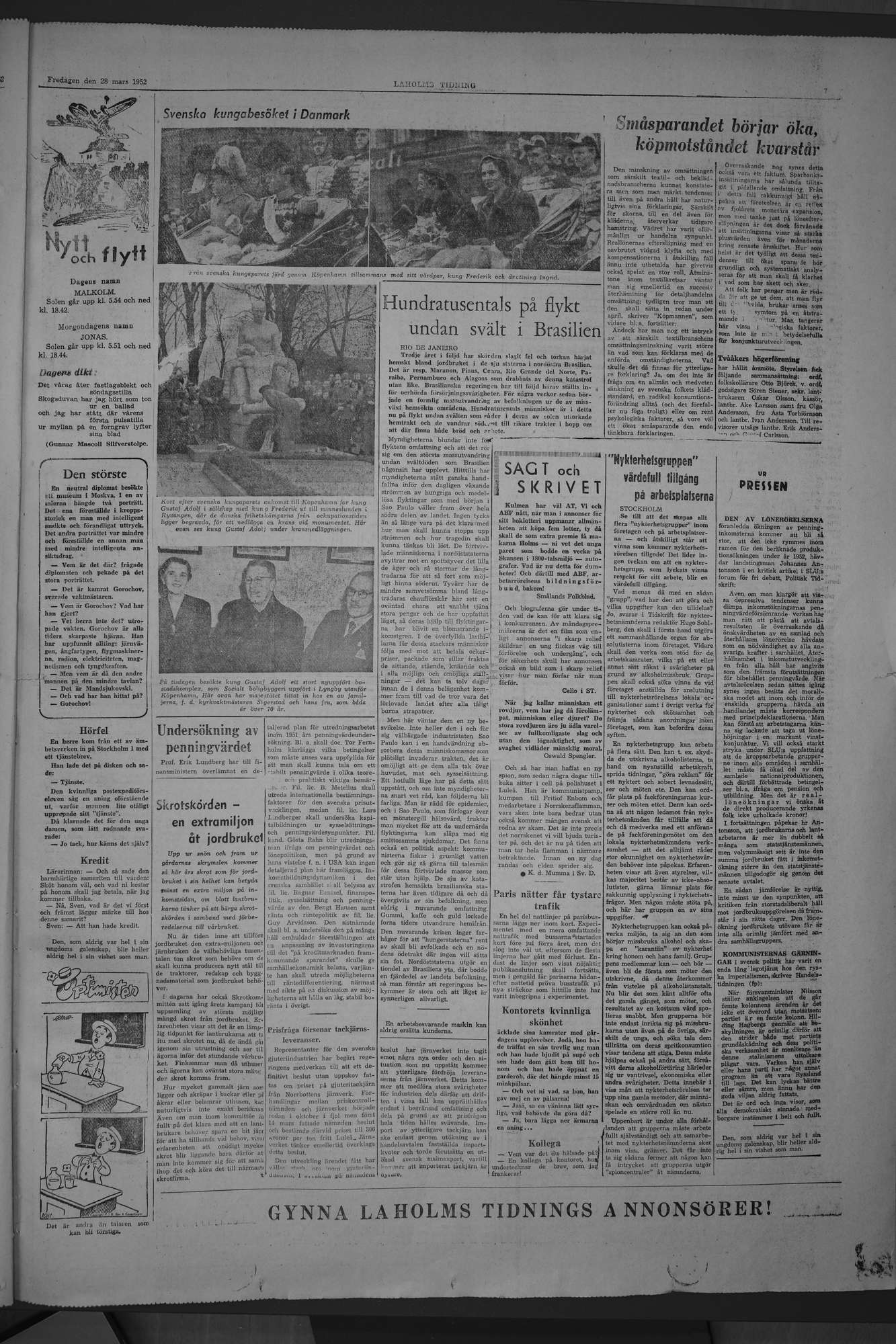 Laholms Tidning Fredag 28 mars 1952, sida 7