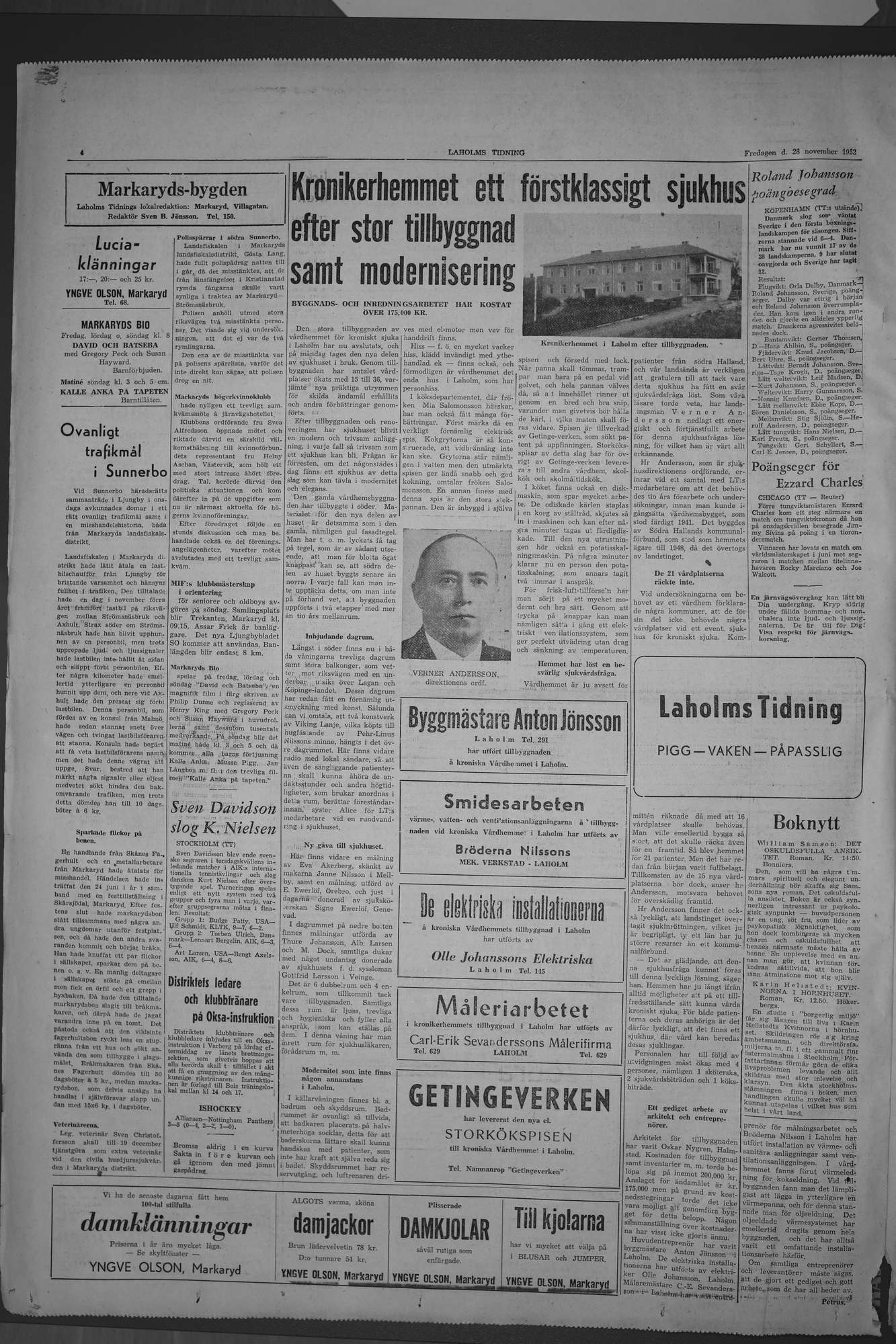 Laholms Tidning Fredag 28 november 1952, sida 4