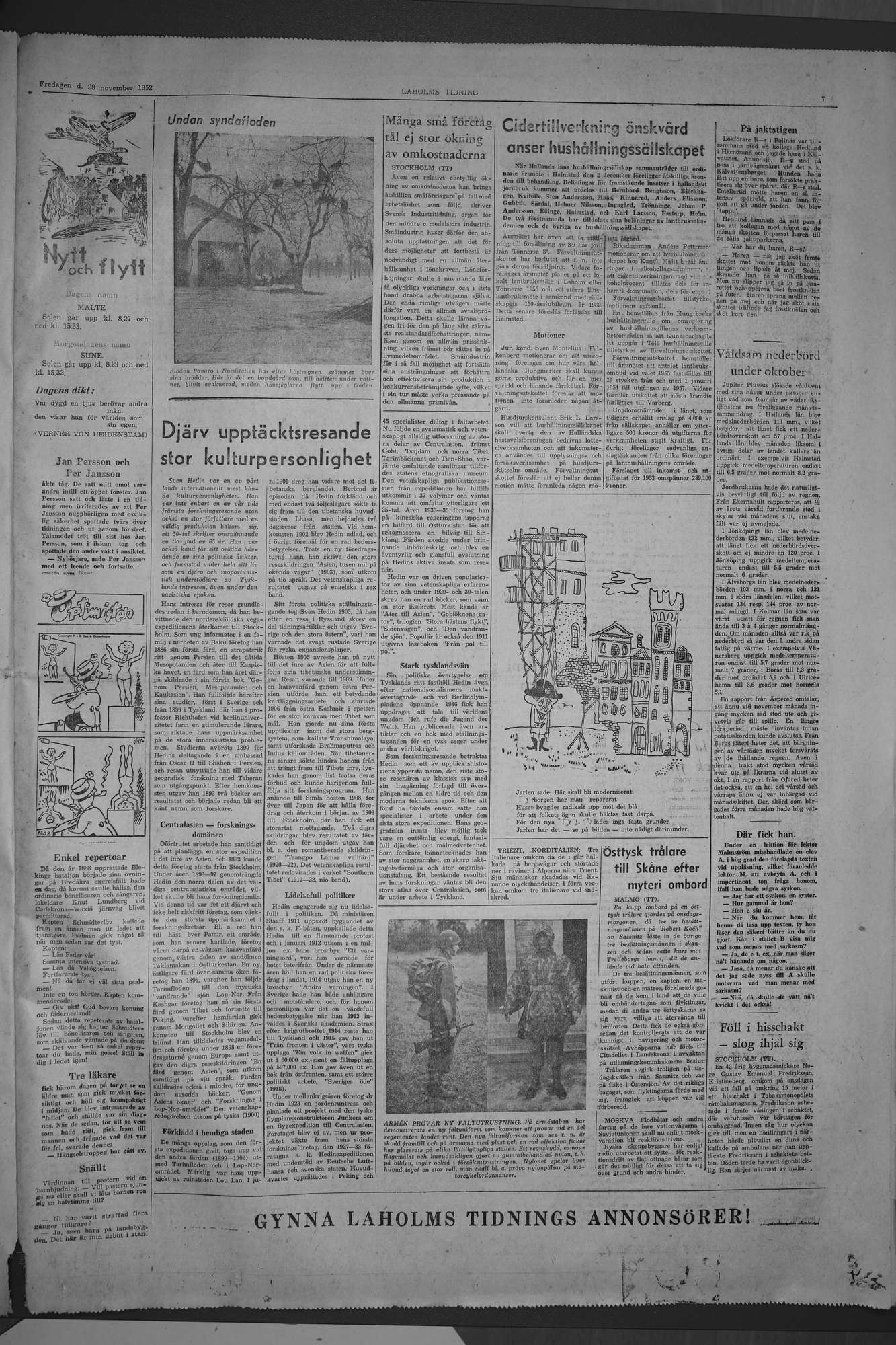 Laholms Tidning Fredag 28 november 1952, sida 7