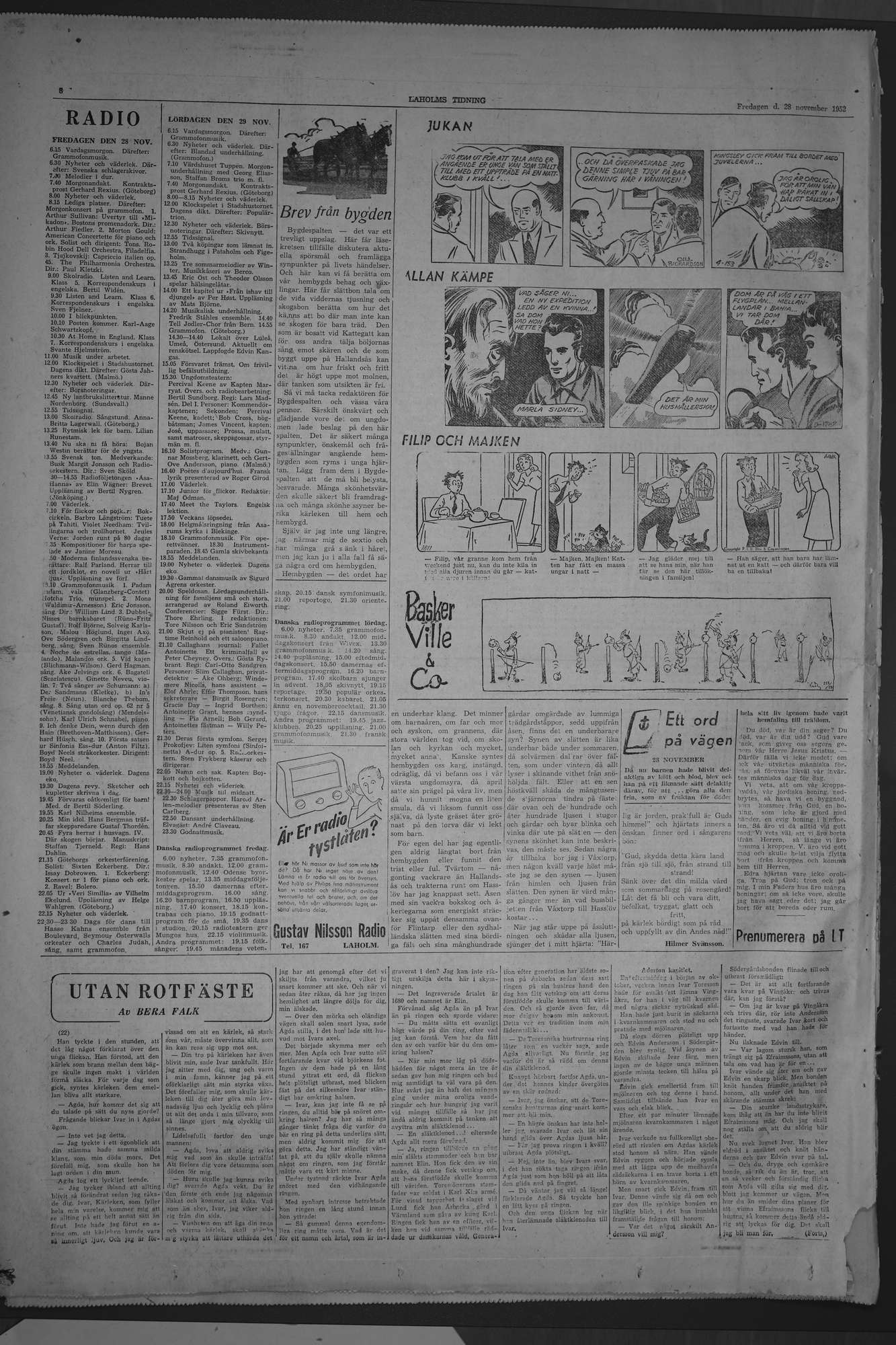 Laholms Tidning Fredag 28 november 1952, sida 8