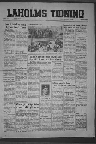 Förstasidan, Tisdag 28 oktober 1952