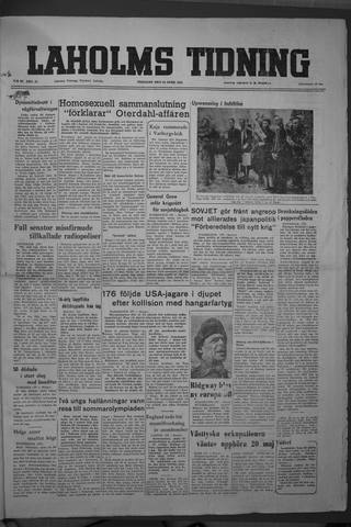 Förstasidan, Tisdag 29 april 1952
