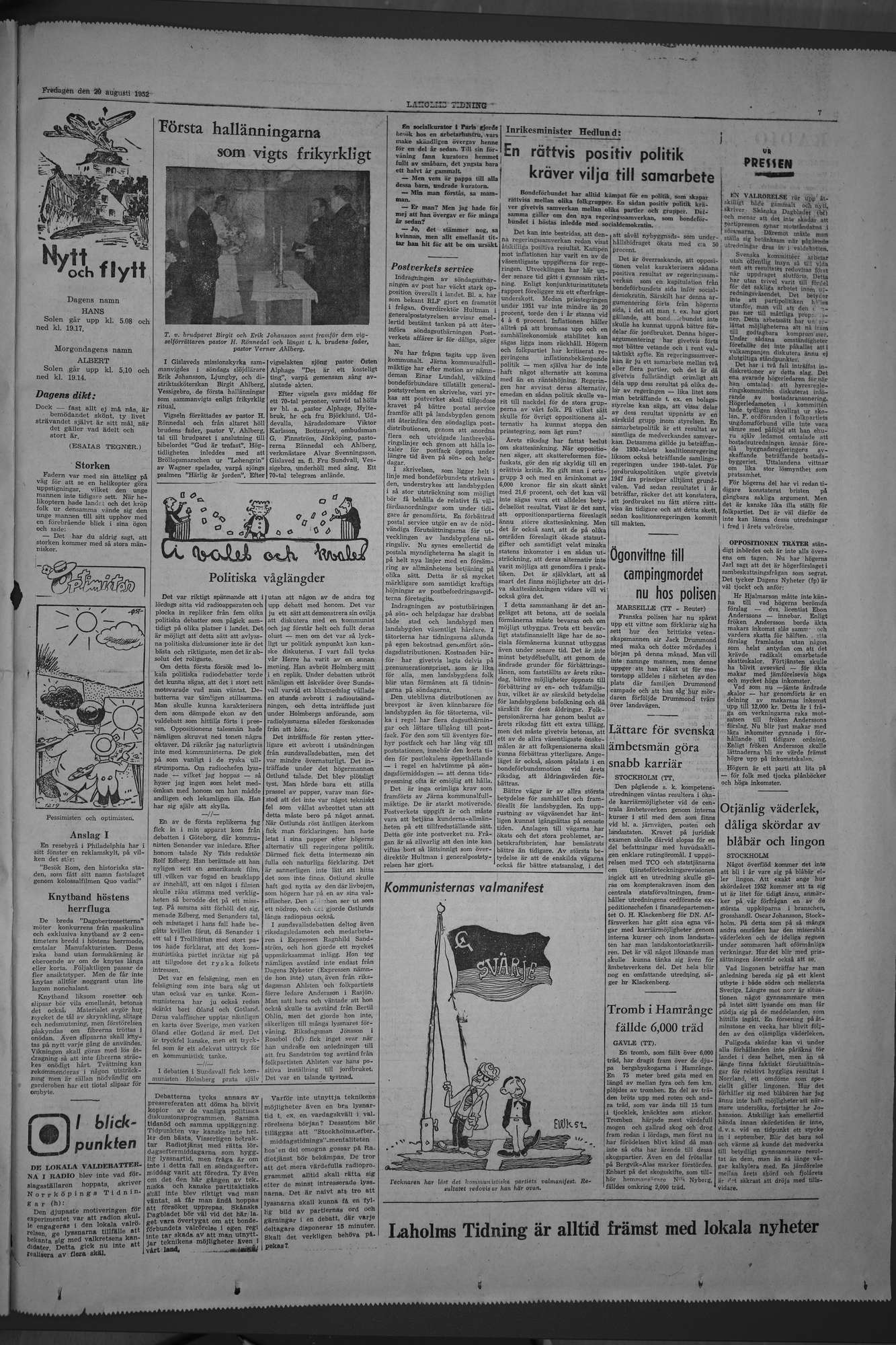 Laholms Tidning Fredag 29 augusti 1952, sida 7