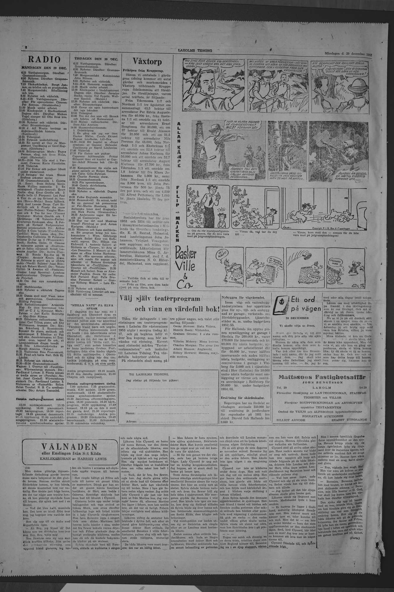 Laholms Tidning Måndag 29 december 1952, sida 8