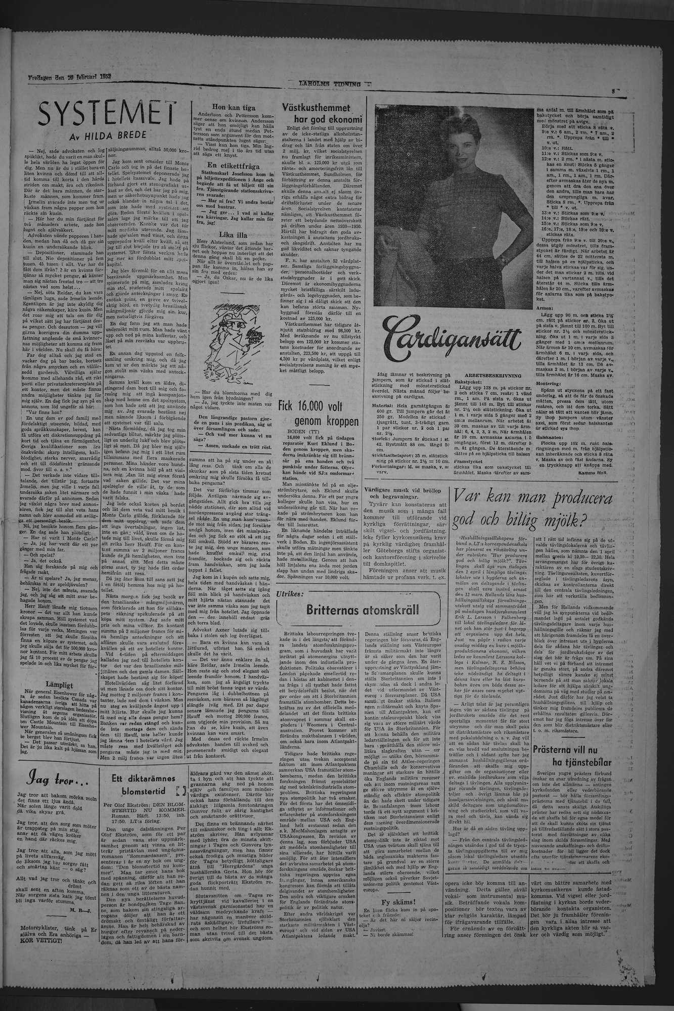 Laholms Tidning Fredag 29 februari 1952, sida 5