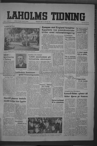 Förstasidan, Tisdag 29 januari 1952