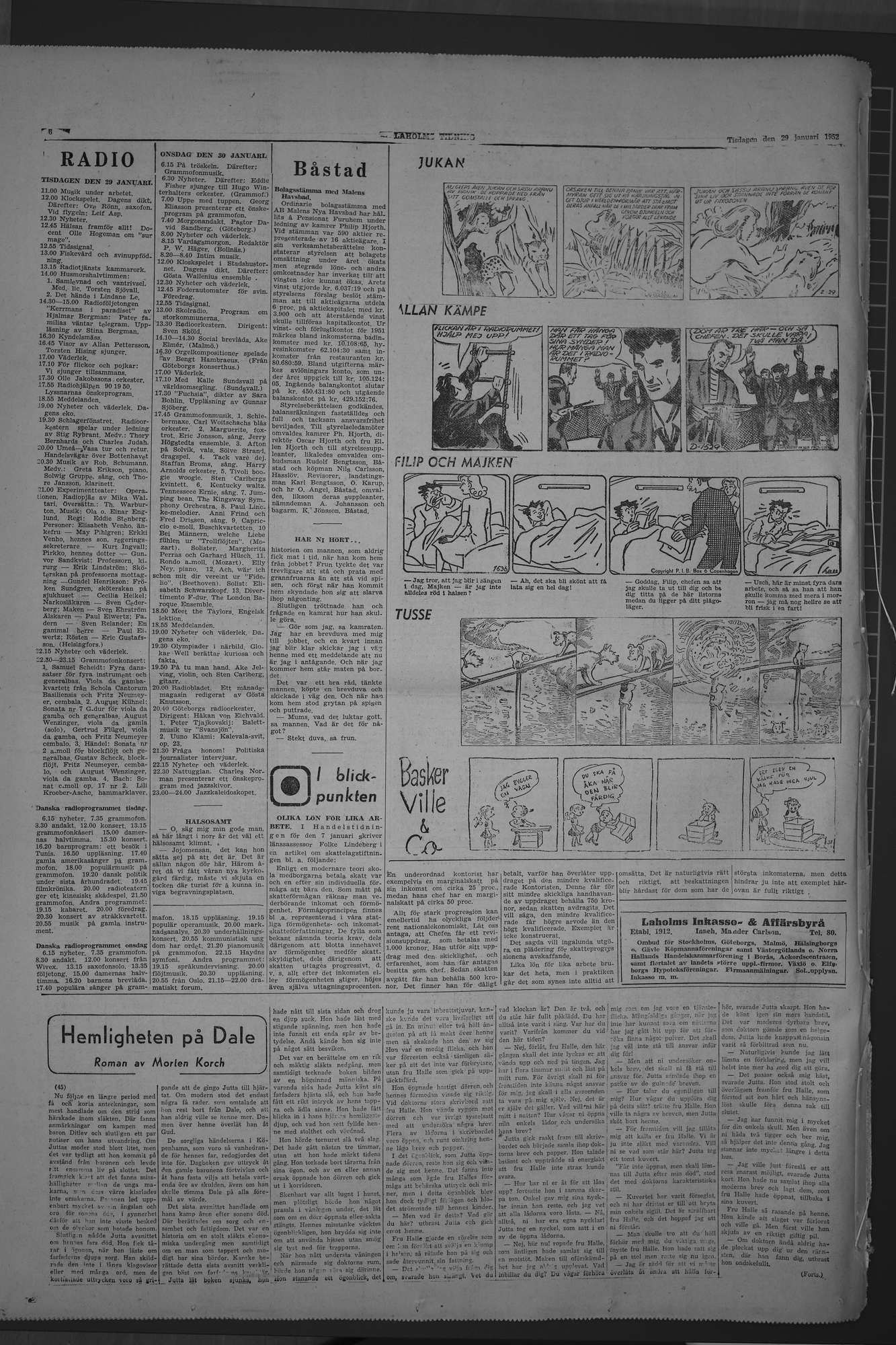 Laholms Tidning Tisdag 29 januari 1952, sida 6