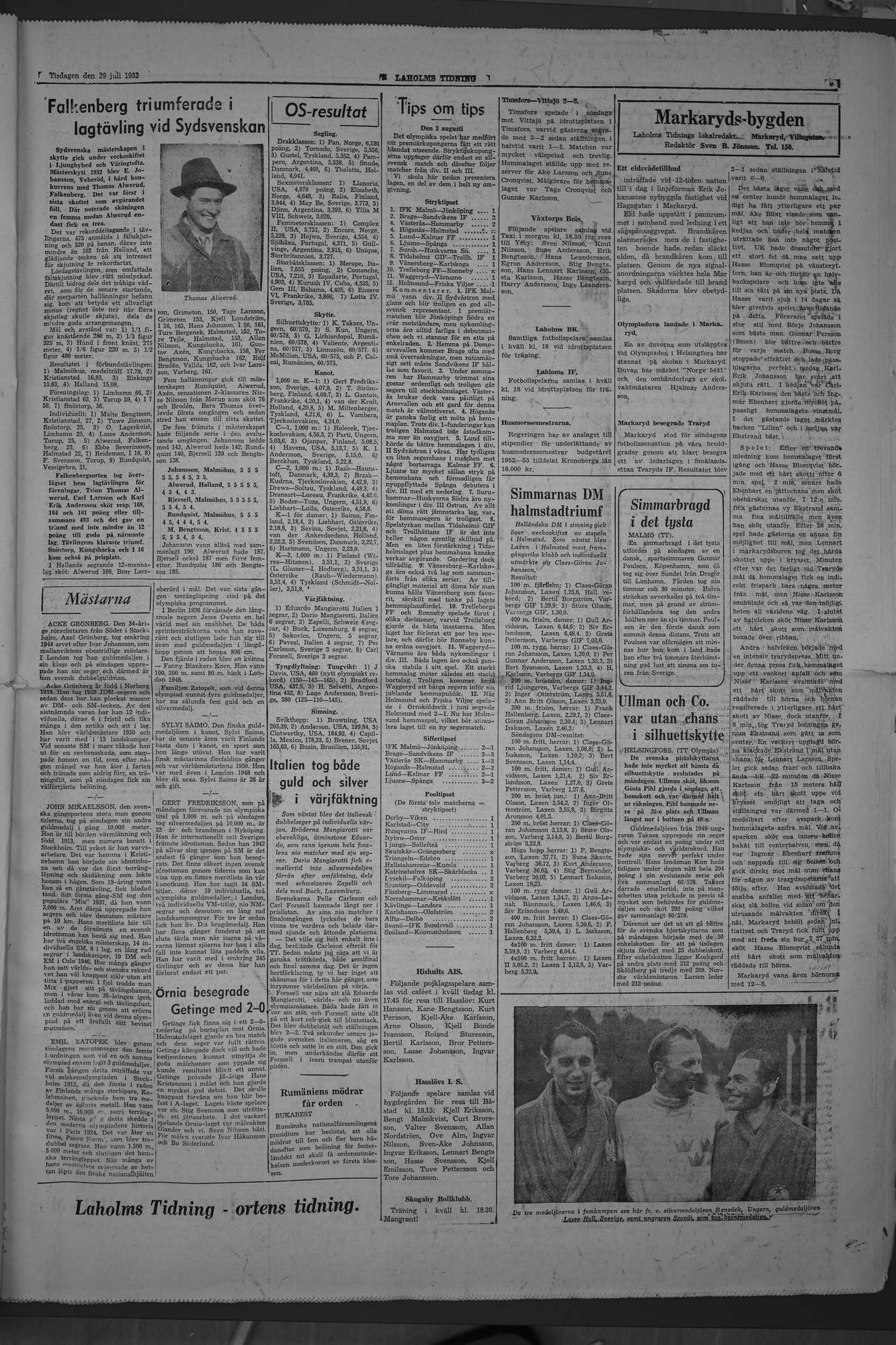 Laholms Tidning Tisdag 29 juli 1952, sida 5