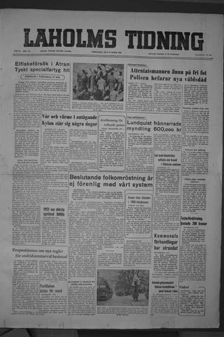 Förstasidan, Lördag 29 mars 1952