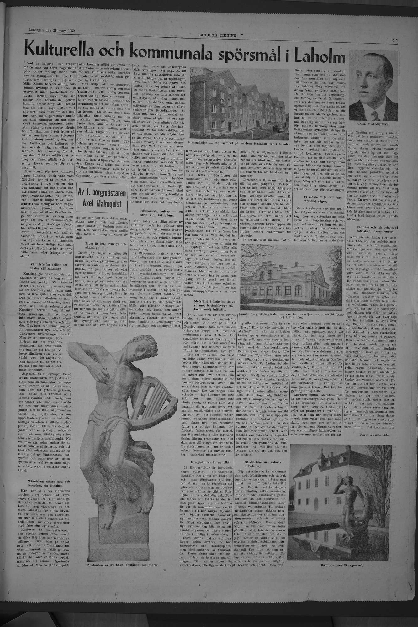 Laholms Tidning Lördag 29 mars 1952, sida 5
