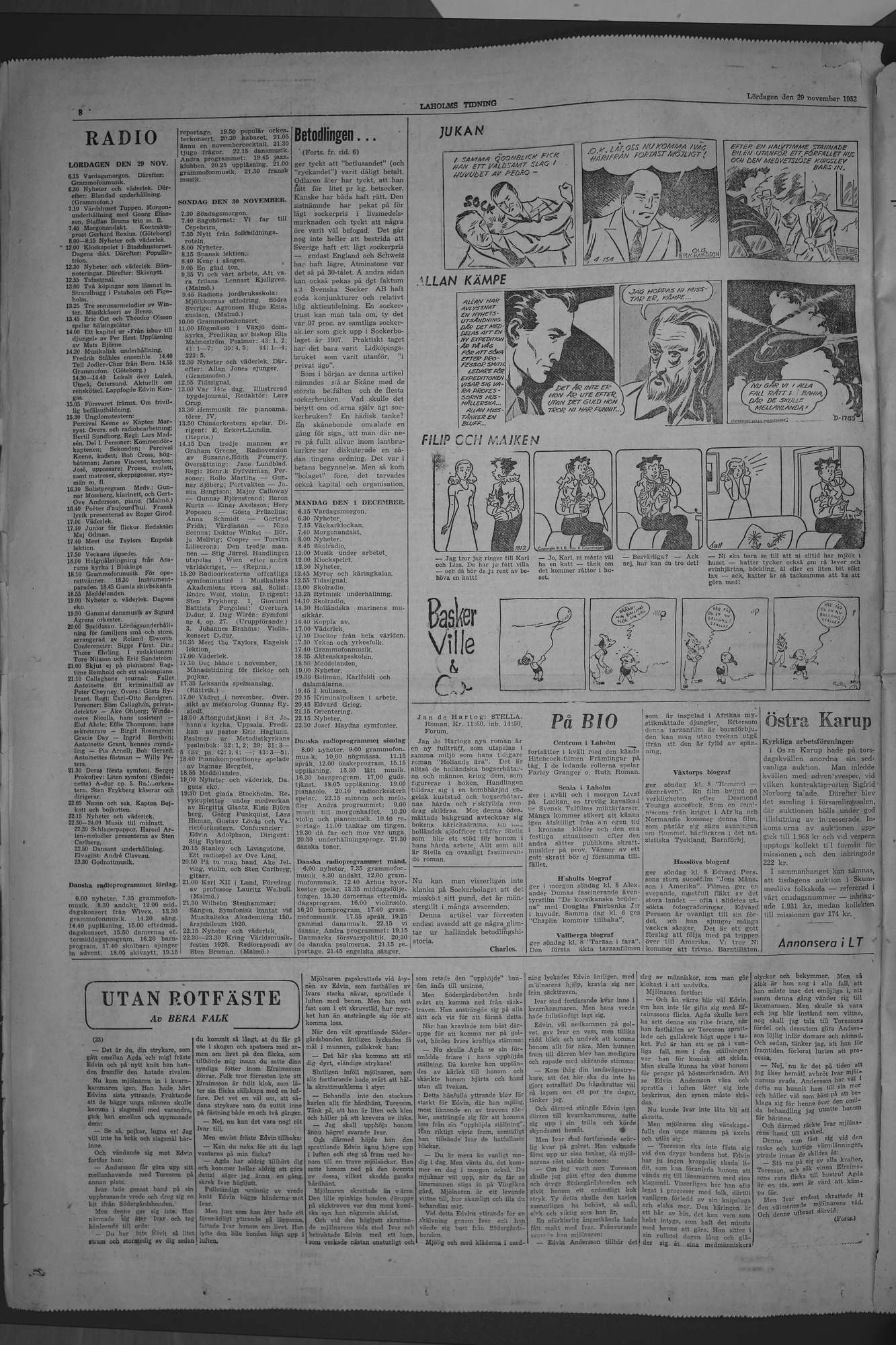 Laholms Tidning Lördag 29 november 1952, sida 8