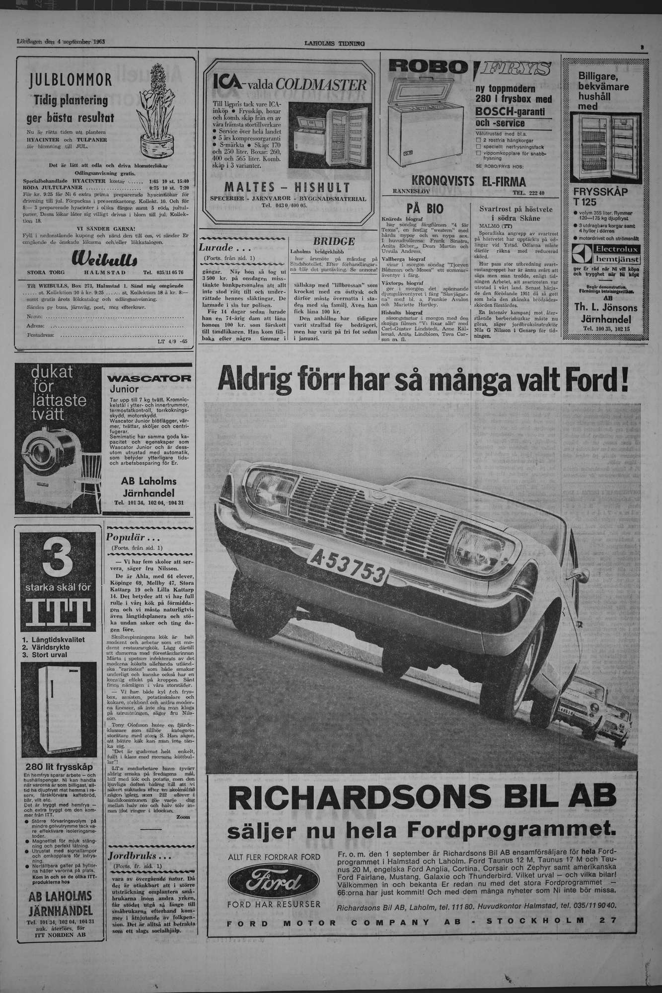 Laholms Tidning Lördag 4 september 1965, sida 3