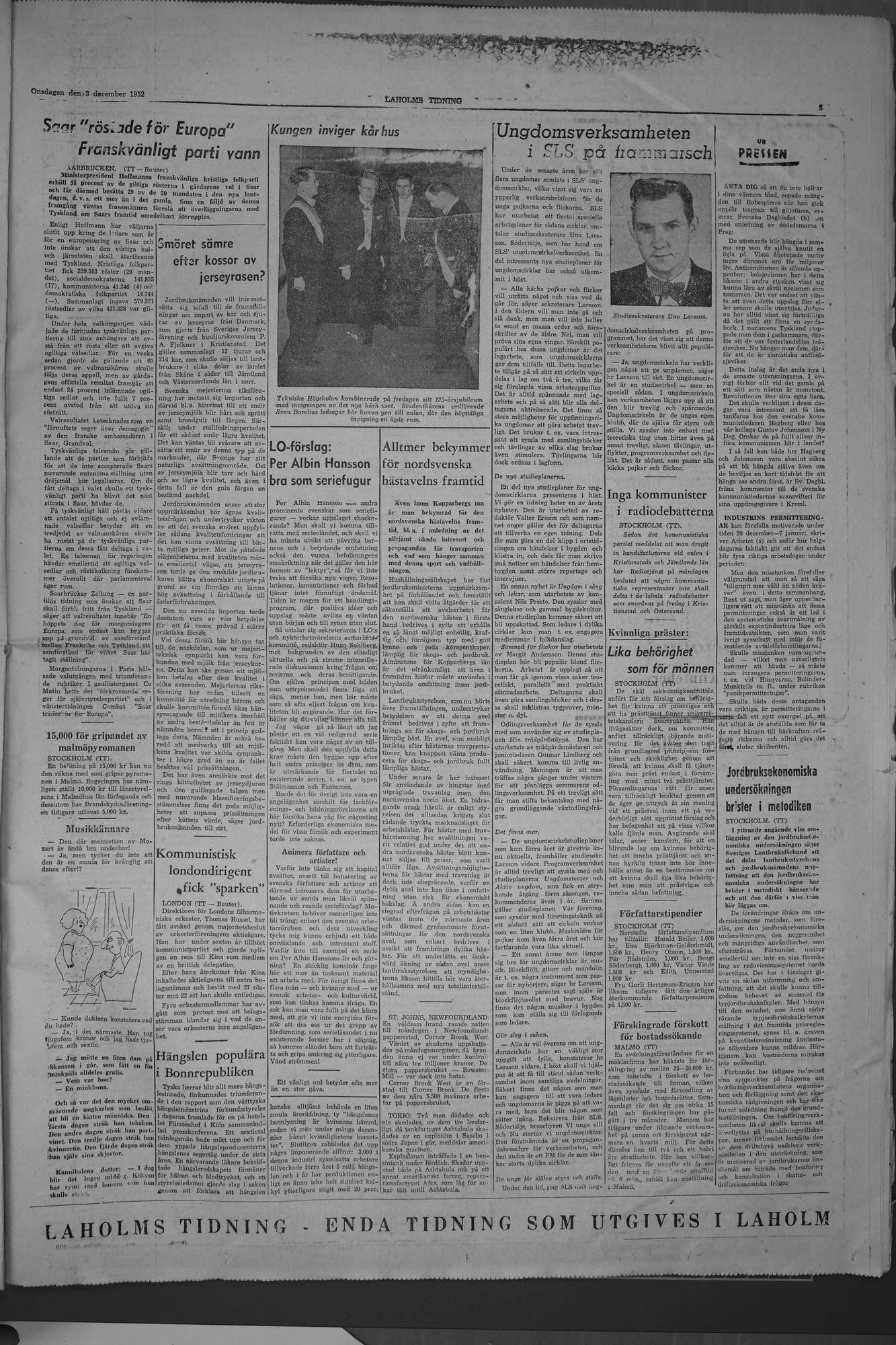 Laholms Tidning Onsdag 3 december 1952, sida 5