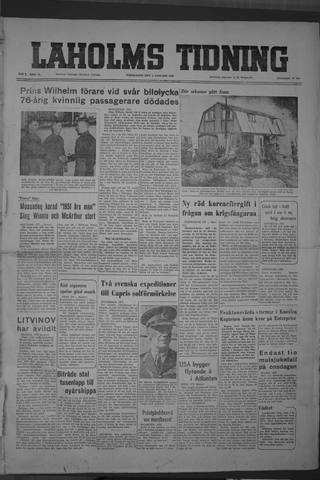 Förstasidan, Torsdag 3 januari 1952