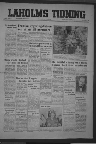 Förstasidan, Måndag 3 mars 1952