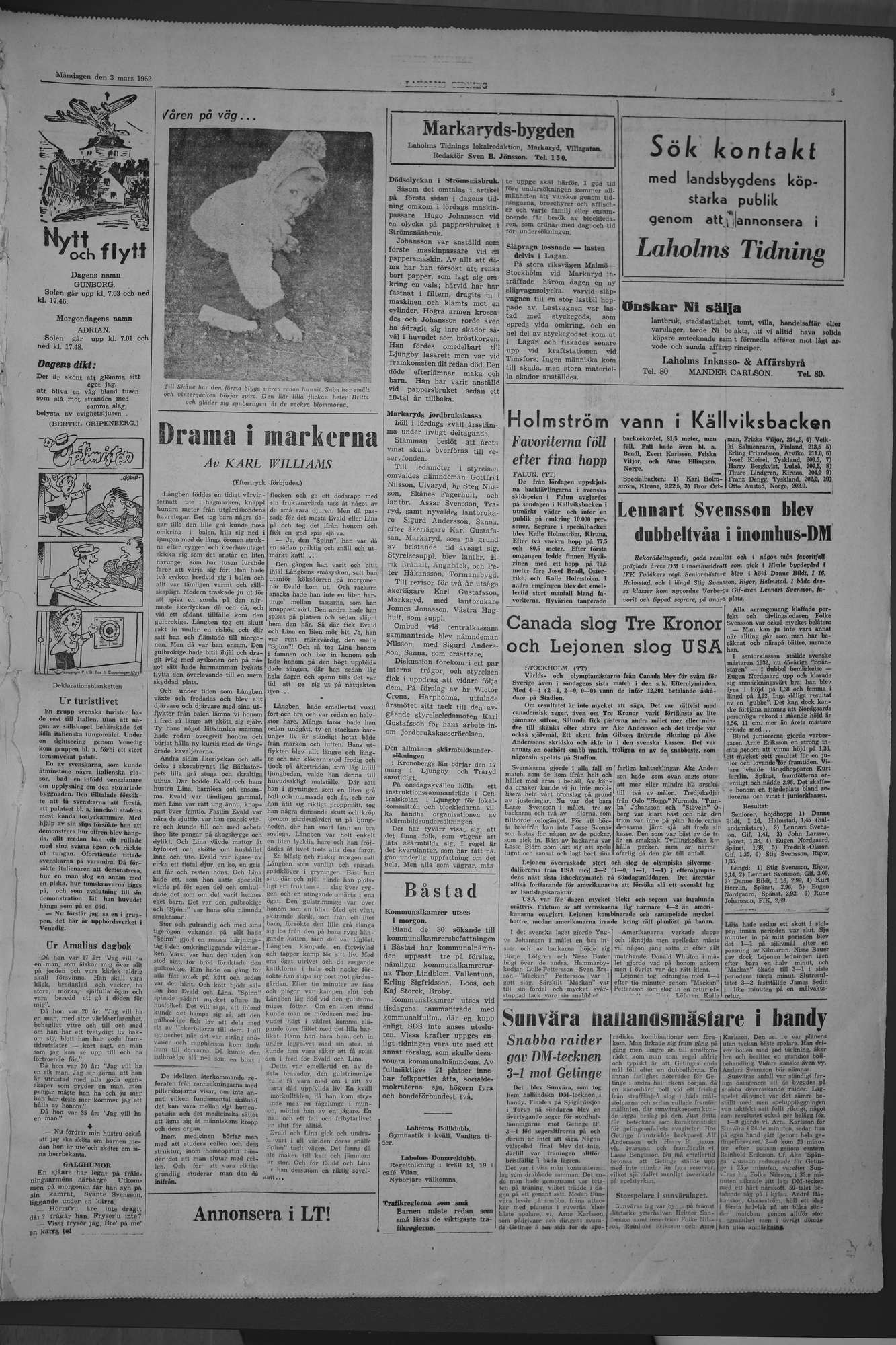 Laholms Tidning Måndag 3 mars 1952, sida 5