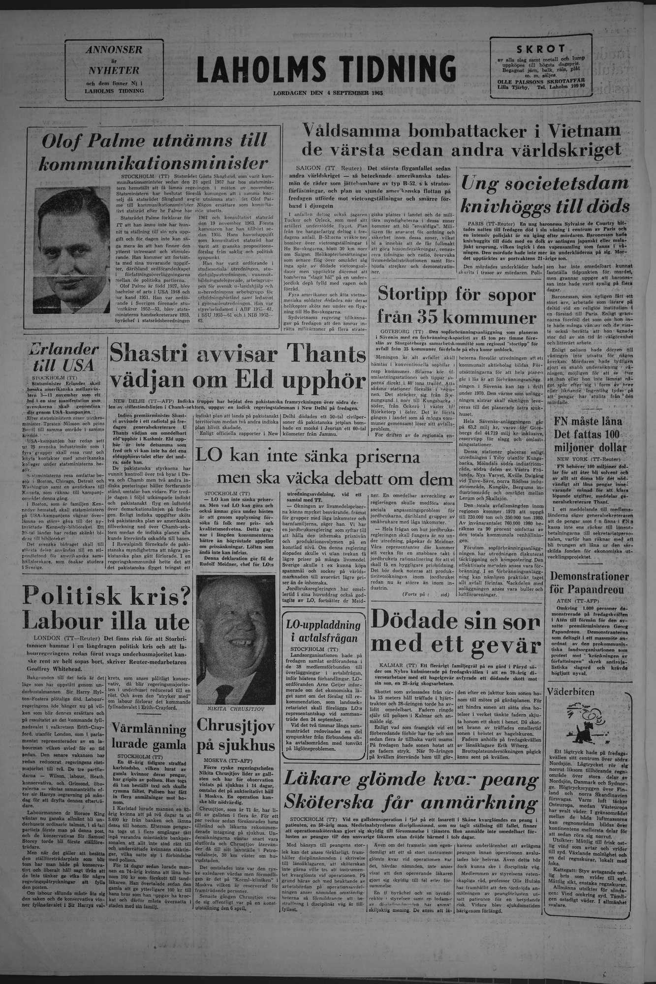 Laholms Tidning Lördag 4 september 1965, sida 8