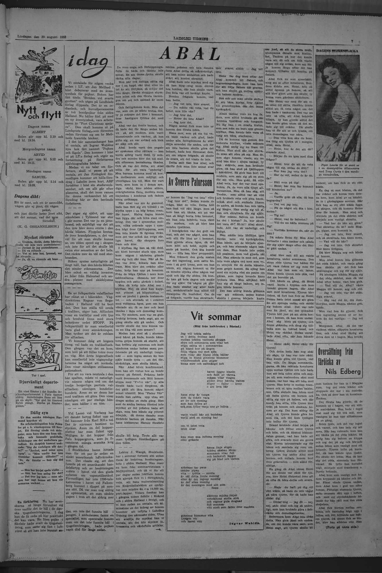 Laholms Tidning Lördag 30 augusti 1952, sida 7