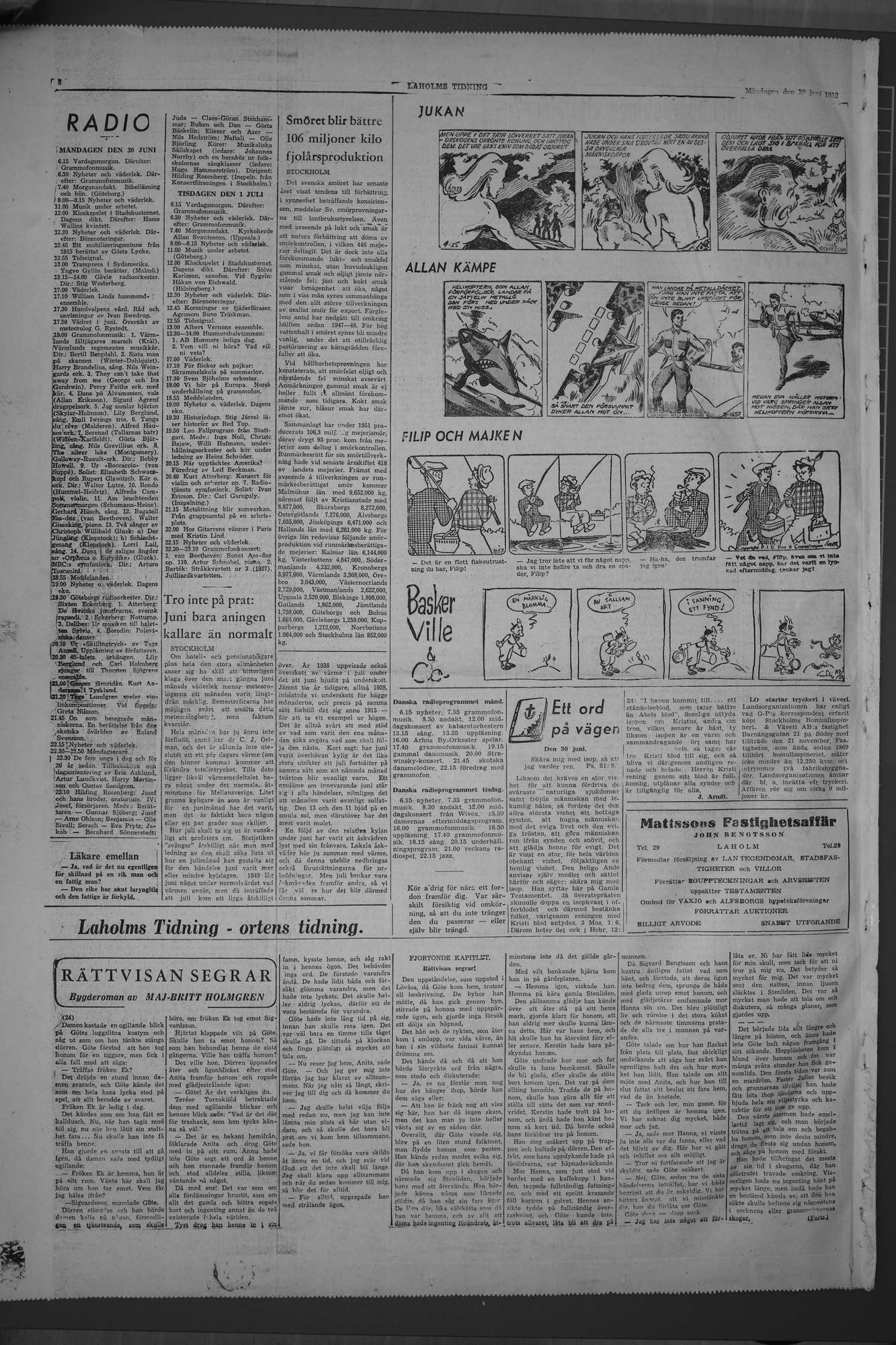 Laholms Tidning Måndag 30 juni 1952, sida 8