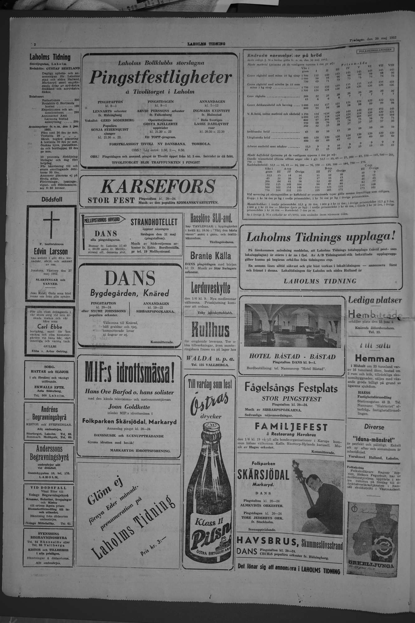 Laholms Tidning Fredag 30 maj 1952, sida 2
