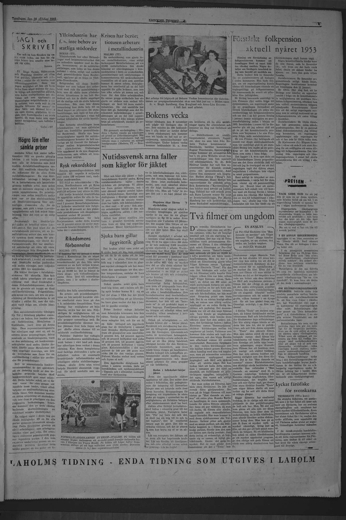 Laholms Tidning Torsdag 30 oktober 1952, sida 5