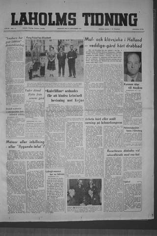 Förstasidan, Tisdag 30 september 1952