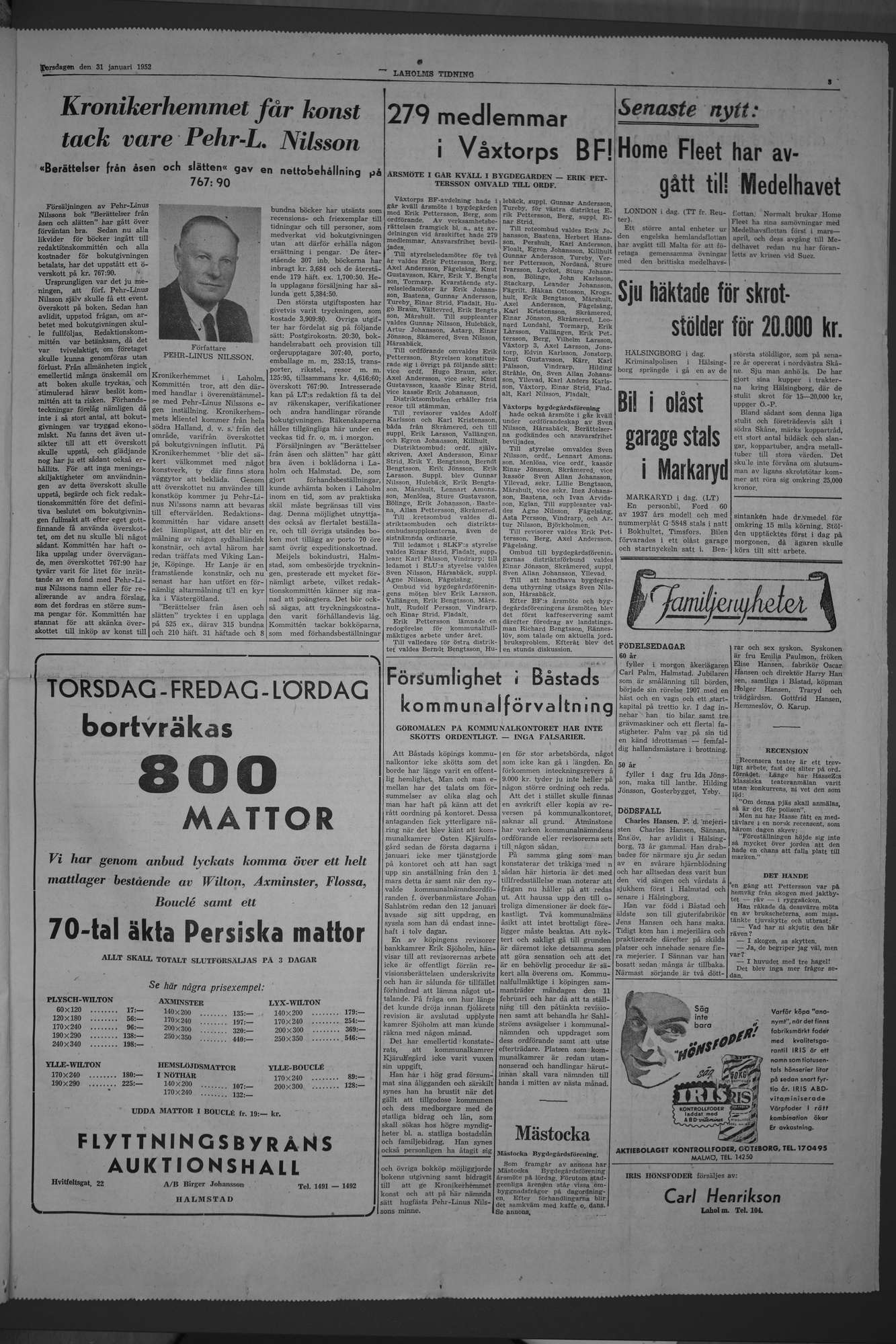 Laholms Tidning Torsdag 31 januari 1952, sida 3