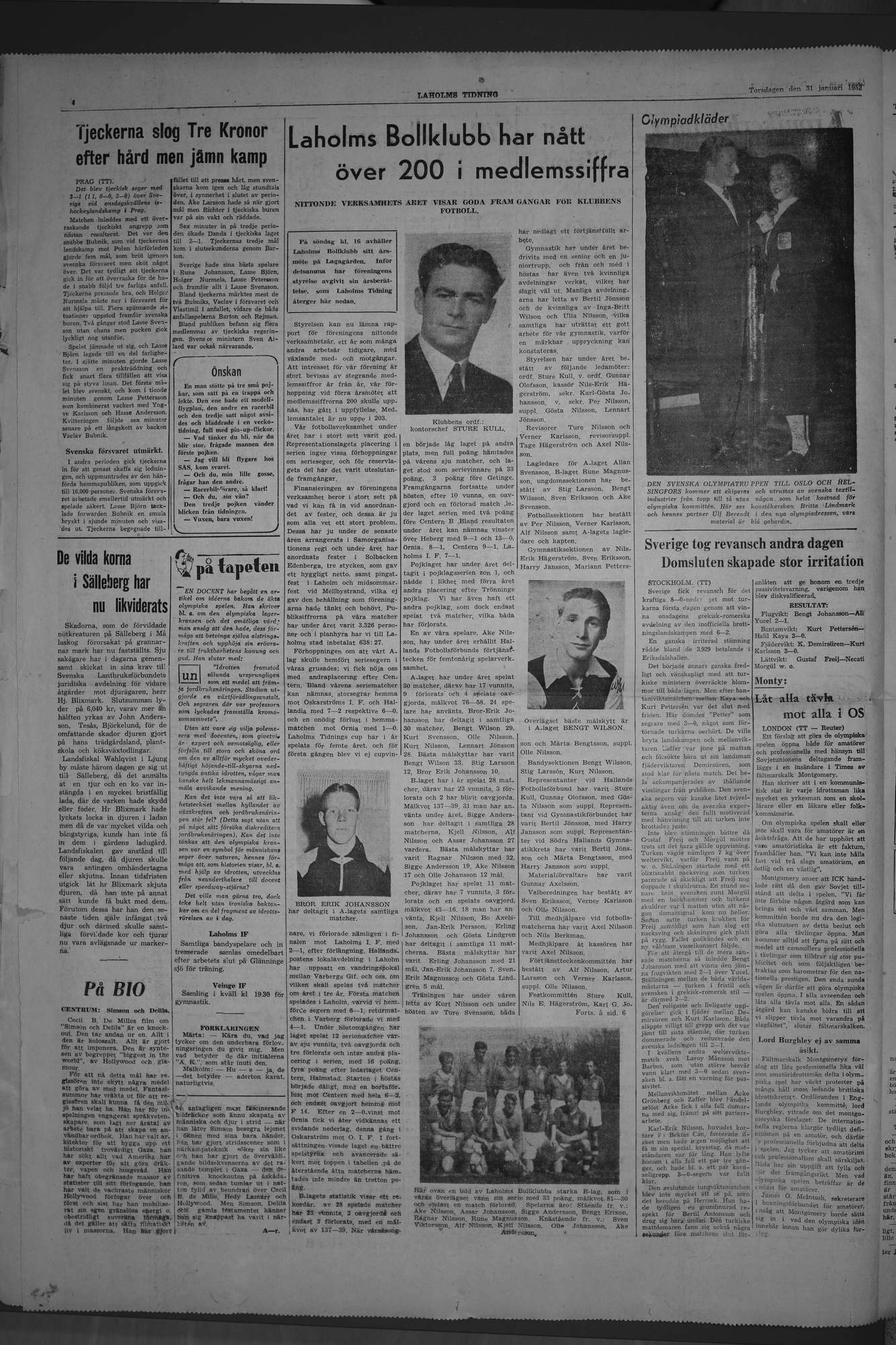 Laholms Tidning Torsdag 31 januari 1952, sida 4