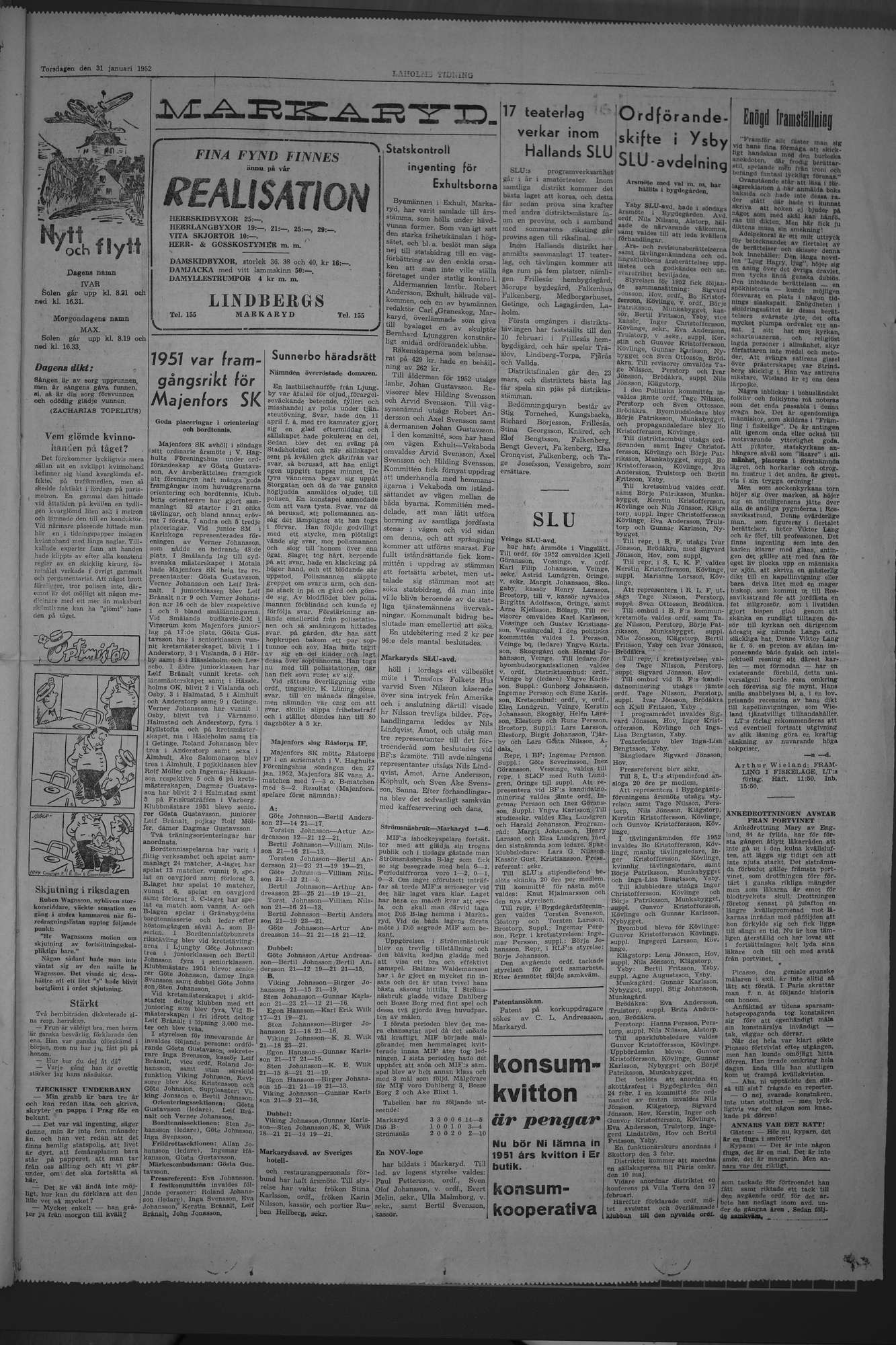 Laholms Tidning Torsdag 31 januari 1952, sida 5