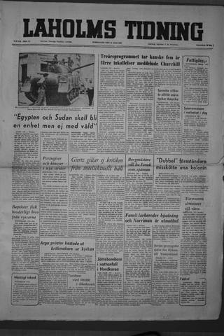 Förstasidan, Torsdag 31 juli 1952
