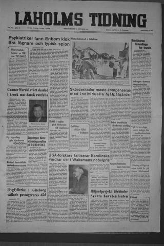 Förstasidan, Fredag 31 oktober 1952