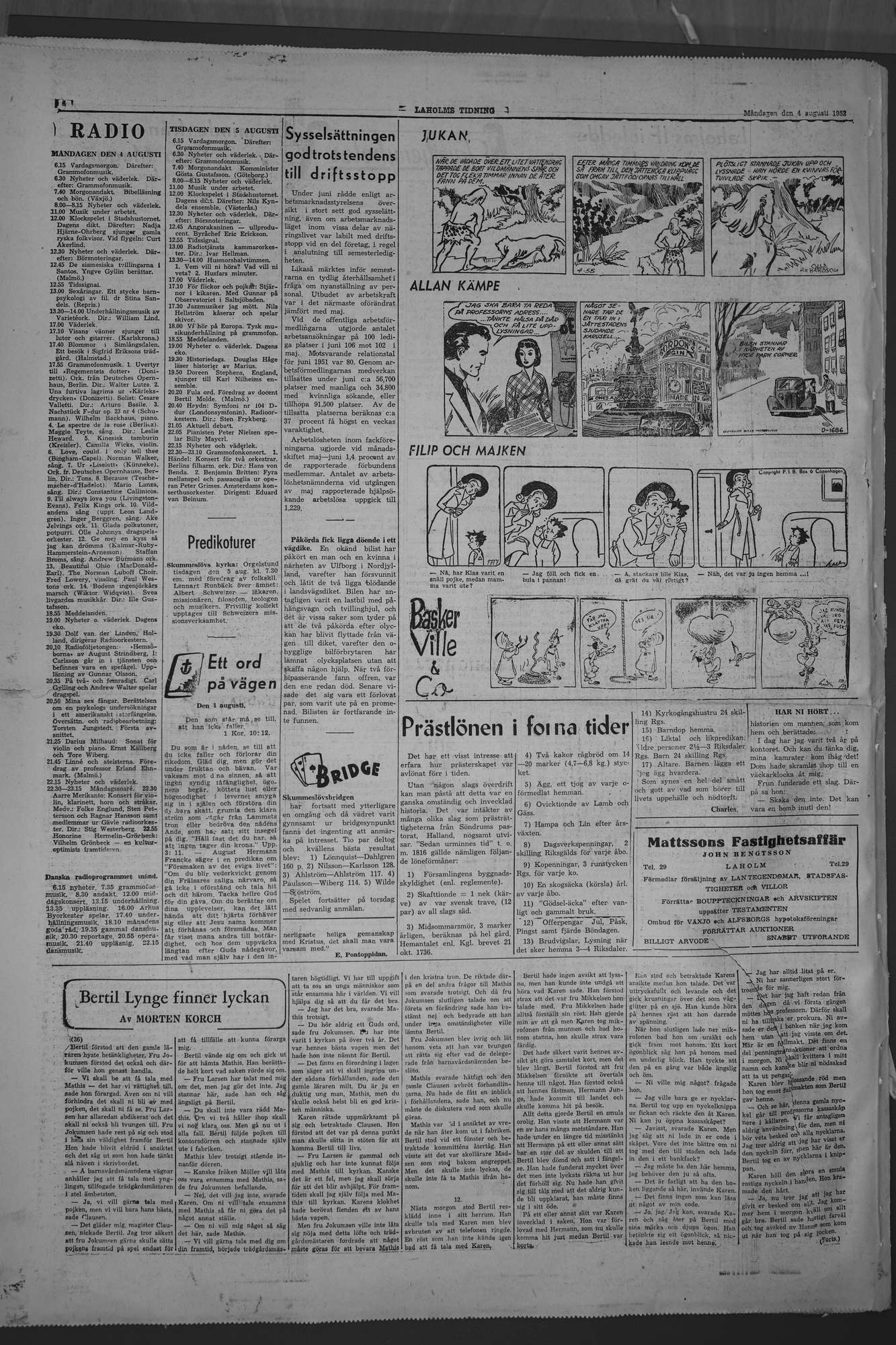 Laholms Tidning Måndag 4 augusti 1952, sida 6