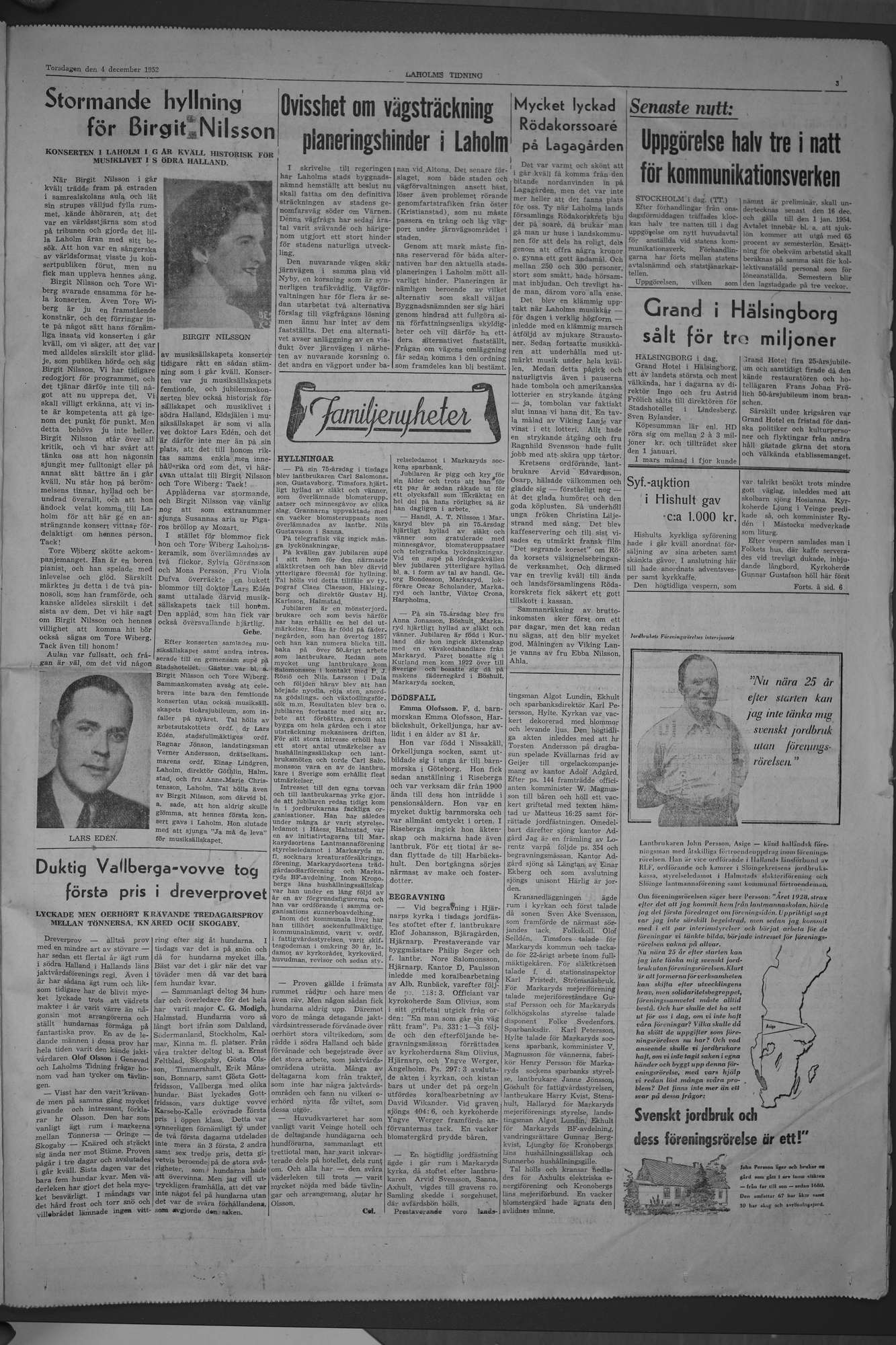 Laholms Tidning Torsdag 4 december 1952, sida 3