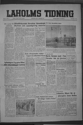 Förstasidan, Måndag 4 februari 1952