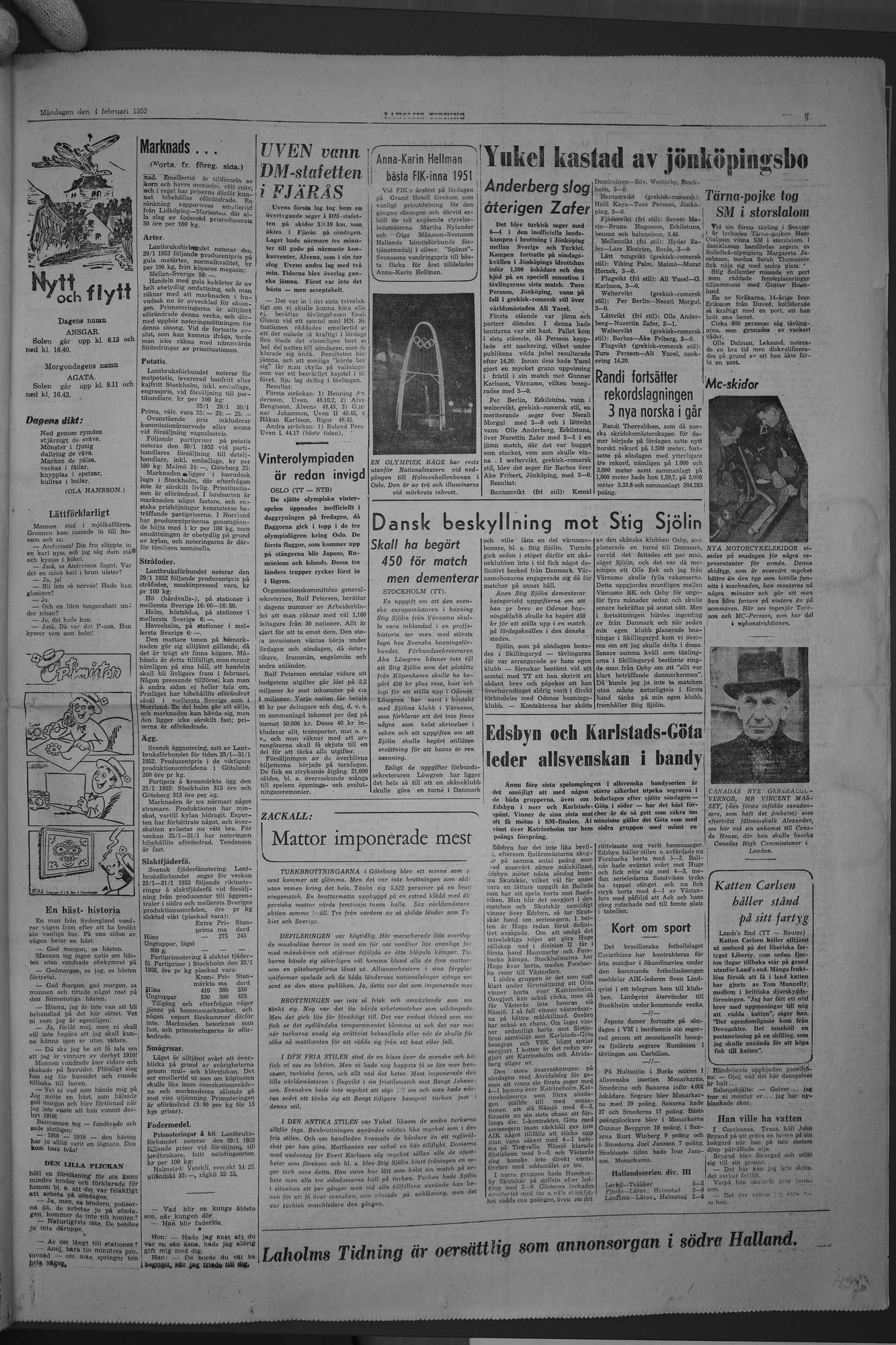 Laholms Tidning Måndag 4 februari 1952, sida 5