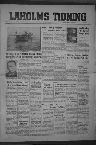 Förstasidan, Fredag 4 januari 1952