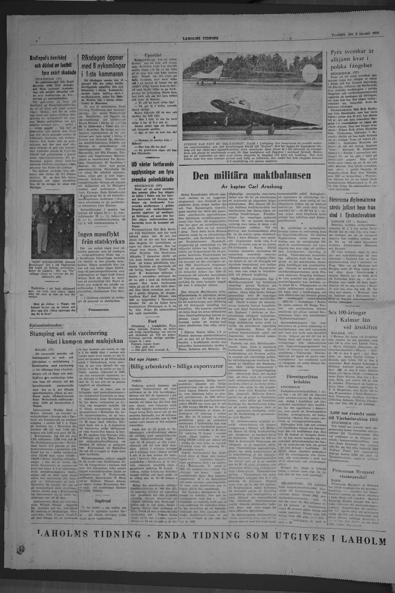 Laholms Tidning Fredag 4 januari 1952, sida 6