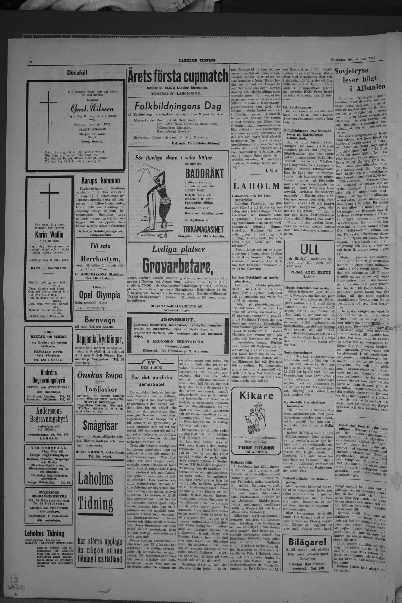 Laholms Tidning Onsdag 4 juni 1952, sida 2